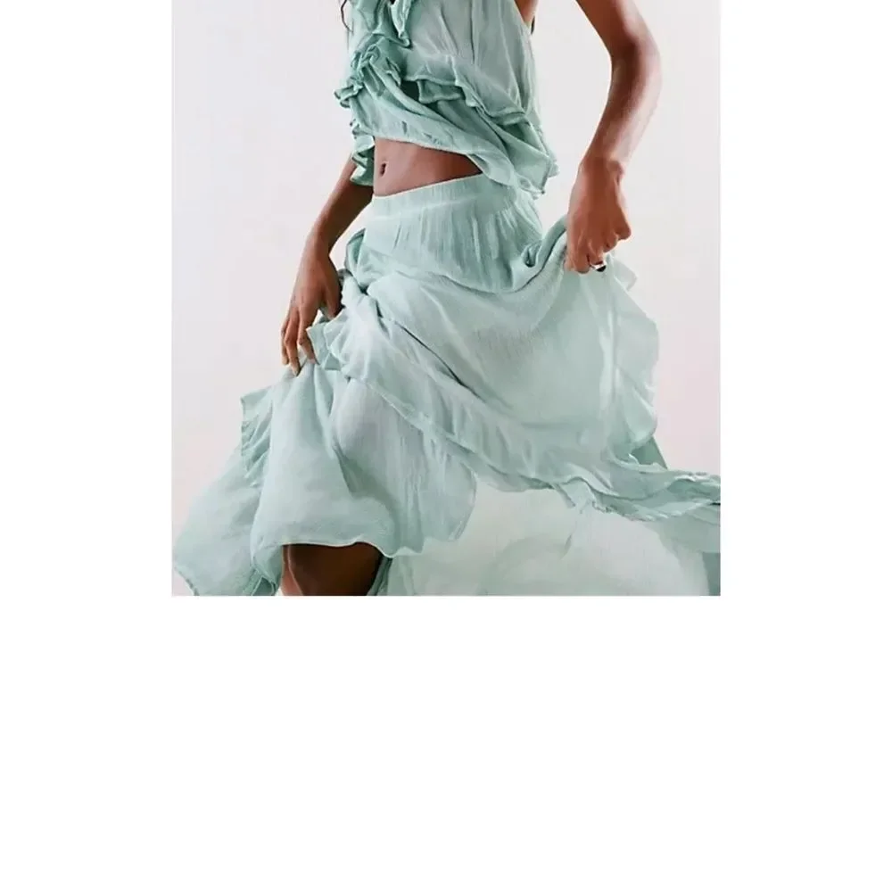 Free People If Only Set Skirt & Top flowy & featured in a crinkled tie dyed - Picture 8 of 11